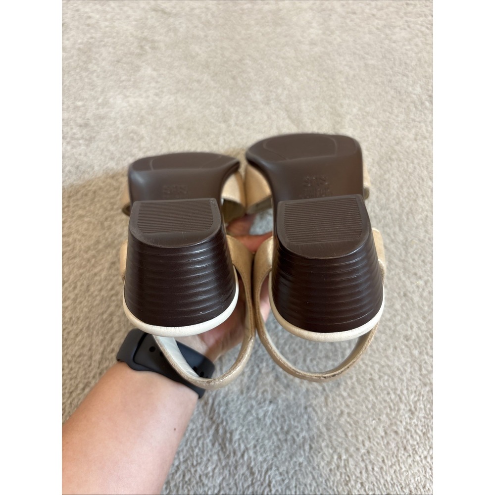 SAS Suntimer Heel Strap Sandals 6W Lusso Tripod Comfort Shimmer Tan Slingback - Picture 13 of 16